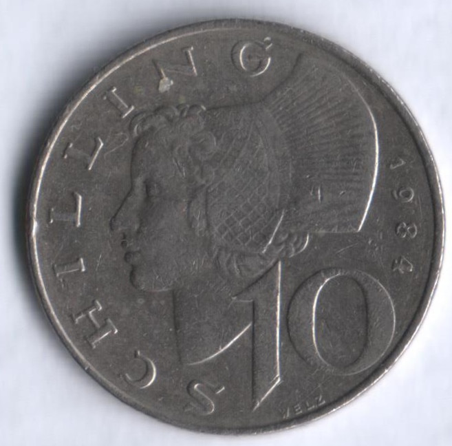 Монета 10 шиллингов. 1984 год, Австрия.