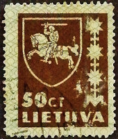 Почтовая марка (50 c.). "Государственный герб". 1937 год, Литва.