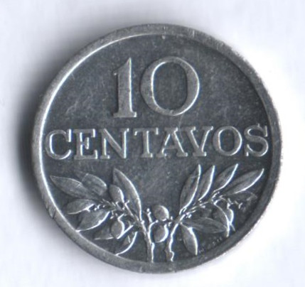 Монета 10 сентаво. 1971 год, Португалия.