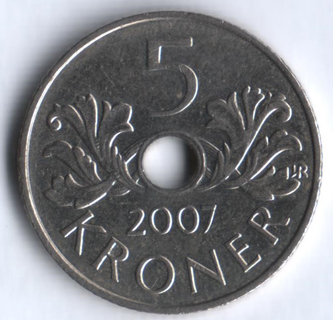 5 крон. 2007 год, Норвегия.