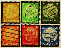 Набор почтовых марок (6 шт.). "Пауль фон Гинденбург (траурный выпуск)". 1934 год, Германский Рейх.