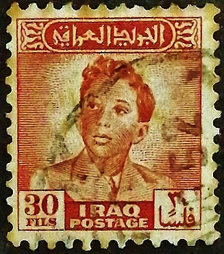 Почтовая марка (30 f.). "Король Фейсал II". 1948 год, Ирак.