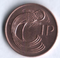 Монета 1 пенни. 1980 год, Ирландия.