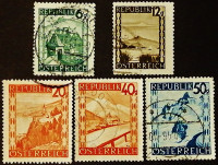 Набор марок (5 шт.). "Пейзажи". 1945-1947 годы, Австрия.