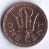 Монета 1 цент. 1980 год, Барбадос.