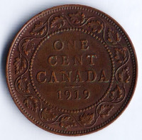 Монета 1 цент. 1919 год, Канада.