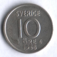 10 эре. 1958 год, Швеция. TS.