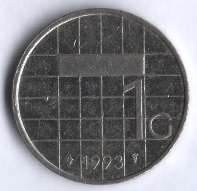 Монета 1 гульден. 1993 год, Нидерланды.