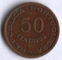 Монета 50 сентаво. 1957 год, Мозамбик (колония Португалии).