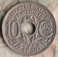 Монета 10 сантимов. 1930 год, Франция.