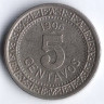 Монета 5 сентаво. 1906 год, Мексика.