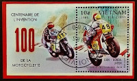 Мини-блок. "100 лет изобретения мотоцикла". 1985 год, Вьетнам.