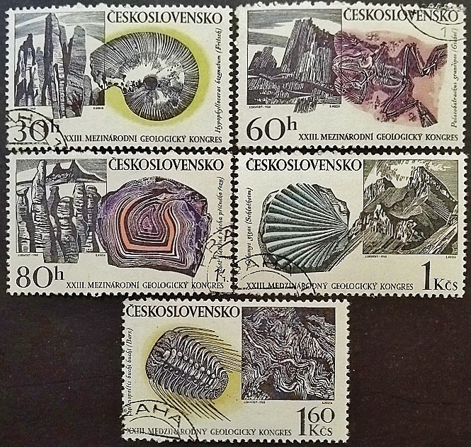 Набор почтовых марок (5 шт.). "XXIII Международный геологический конгресс". 1968 год, Чехословакия.