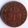 Монета 1 пфенниг. 1863(А) год, Пруссия.