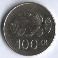 Монета 100 крон. 2004 год, Исландия.