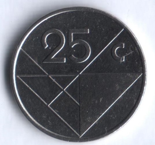 Монета 25 центов. 1992 год, Аруба.