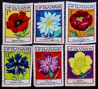 Набор почтовых марок (6 шт.). "Полевые цветы". 1973 год, Болгария.