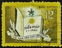 Почтовая марка. "Конституция Северного Вьетнама". 1960 год, Вьетнам.
