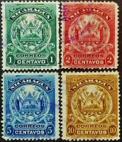 Набор почтовых марок (4 шт.). "Герб". 1905 год, Никарагуа.