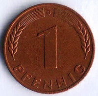 Монета 1 пфенниг. 1950(D) год, ФРГ.
