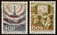 Набор почтовых марок (2 шт.). "Чехословацкое телевидение". 1957 год, Чехословакия.