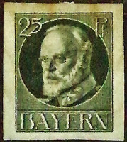Марка почтовая (25 pf.). "Король Людвиг III". 1920 год, Бавария.