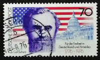 Почтовая марка. "Карл Шурц (политик и реформатор США)". 1976 год, ФРГ.