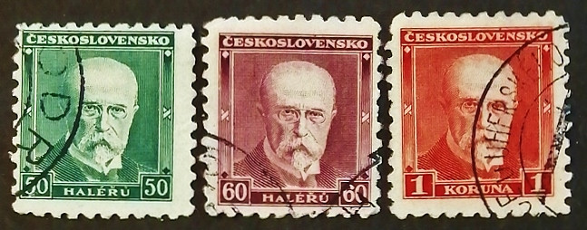 Набор почтовых марок (3 шт.). "Томаш Масарик". 1930 год, Чехословакия.