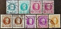 Набор почтовых марок (9 шт.). "Король Альберт I". 1922-1925 годы, Бельгия.