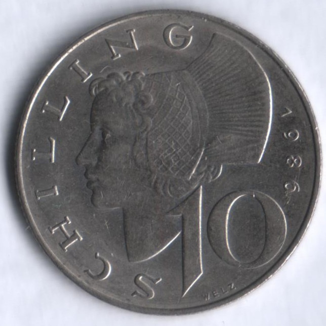 Монета 10 шиллингов. 1986 год, Австрия.