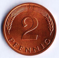 Монета 2 пфеннига. 1978(F) год, ФРГ.