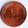 Монета 2 пфеннига. 1978(F) год, ФРГ.