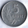 Монета 5 грошей. 1961 год, Польша.