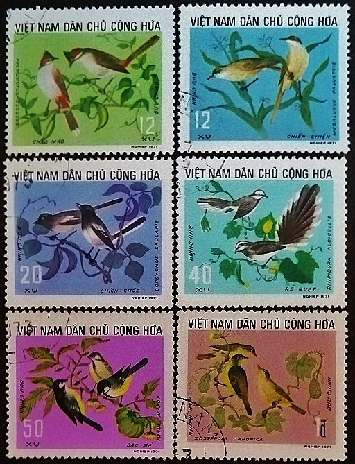 Набор почтовых марок (6 шт.). "Птицы, полезные для сельского хозяйства (I)". 1973 год, Вьетнам.