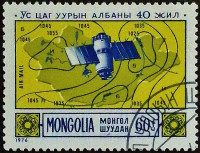 Почтовая марка. "40 лет Метеорологическому институту Монголии". 1976 год, Монголия.