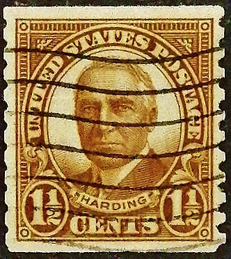 Почтовая марка (1⅟₂ c.). "Уоррен Г. Хардинг". 1930 год, США.