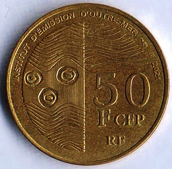 Монета 50 франков. 2021 год, Французские Тихоокеанские Территории.