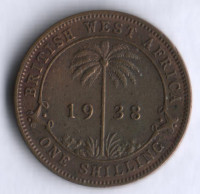 Монета 1 шиллинг. 1938 год, Британская Западная Африка.