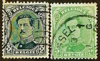 Набор почтовых марок (2 шт.). "Король Альберт I". 1920 год, Бельгия.