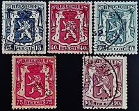 Набор почтовых марок (5 шт.). "Маленький герб". 1936-1946 годы, Бельгия.