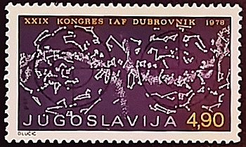 Марка почтовая. "XXIX конгресс Международной федерации астронавтов". 1978 год, Югославия.