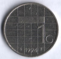 Монета 1 гульден. 1994 год, Нидерланды.