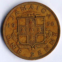Монета 1 пенни. 1950 год, Ямайка.