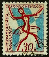 Почтовая марка. "III Национальная спартакиада (I)". 1965 год, Чехословакия.
