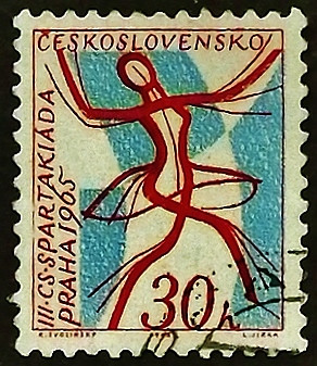 Почтовая марка. "III Национальная спартакиада (I)". 1965 год, Чехословакия.