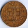 Монета 1 пенни. 1958 год, Ямайка.