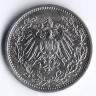 Монета 1/2 марки. 1915 год (A), Германская империя.