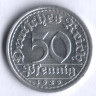 Монета 50 пфеннигов. 1920 год (J), Веймарская республика.