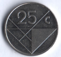 Монета 25 центов. 1993 год, Аруба.