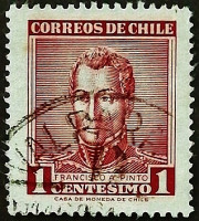 Почтовая марка (1 c.). "Франциско Антонио Пинто". 1960 год, Чили.